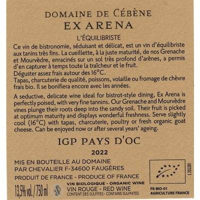 Contre étiquette du produit