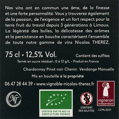 Contre étiquette du produit
