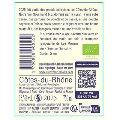 Contre étiquette du produit