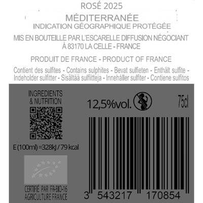 Contre étiquette du produit