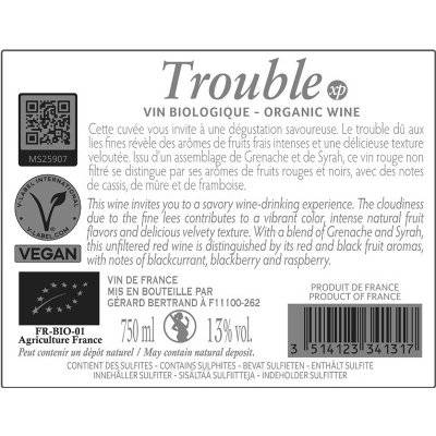 Contre étiquette du produit
