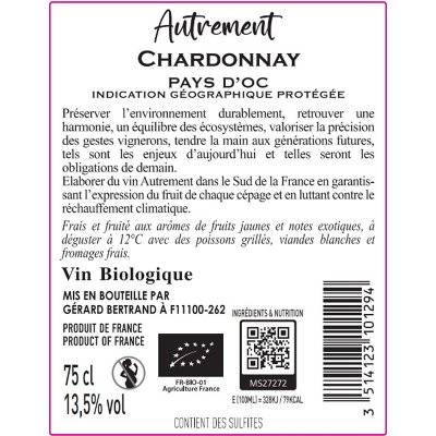 Contre étiquette du produit