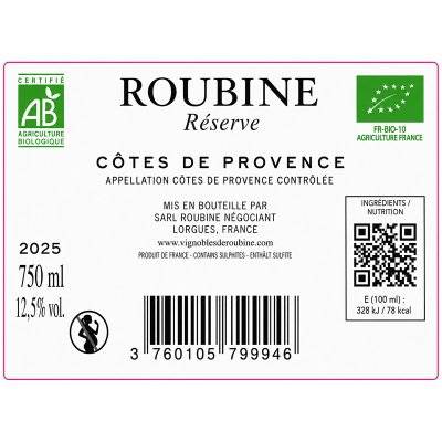 Contre étiquette du produit