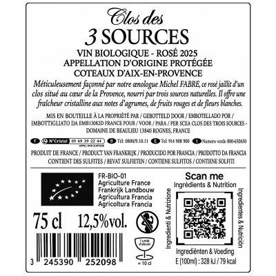 Contre étiquette du produit