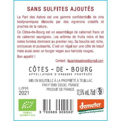 Contre étiquette du produit
