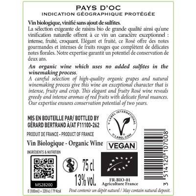 Contre étiquette du produit