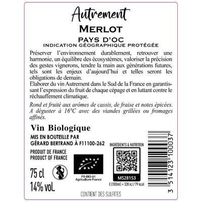 Contre étiquette du produit