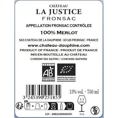 Contre étiquette du produit