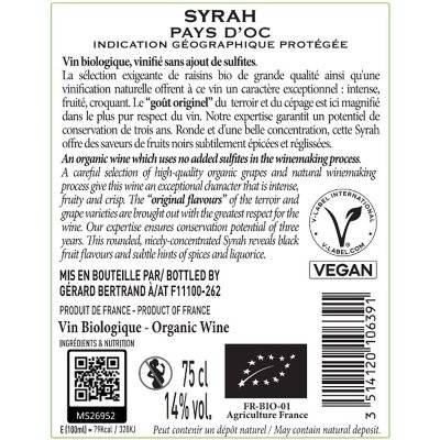 Contre étiquette du produit