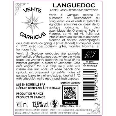 Contre étiquette du produit