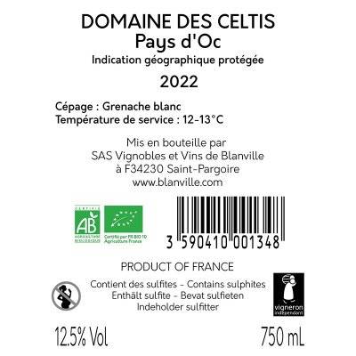 Contre étiquette du produit