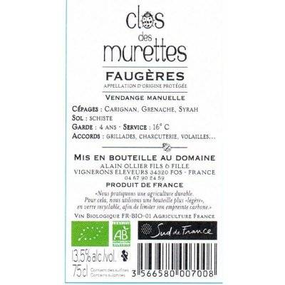 Contre étiquette du produit