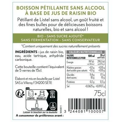 Contre étiquette du produit