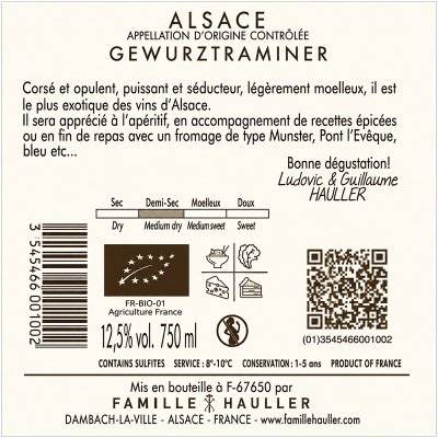 Contre étiquette du produit