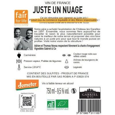 Contre étiquette du produit