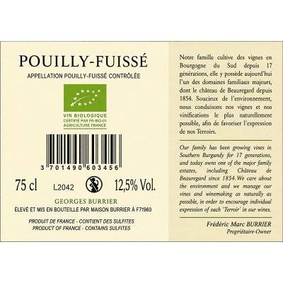 Contre étiquette du produit