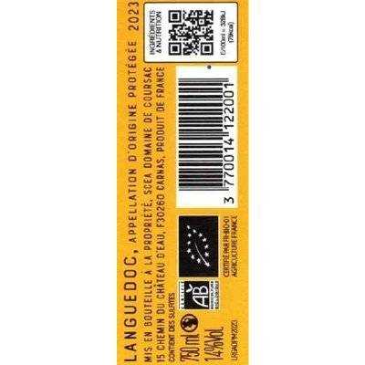Contre étiquette du produit