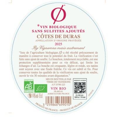 Contre étiquette du produit