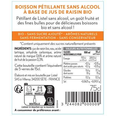 Contre étiquette du produit
