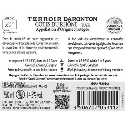 Contre étiquette du produit