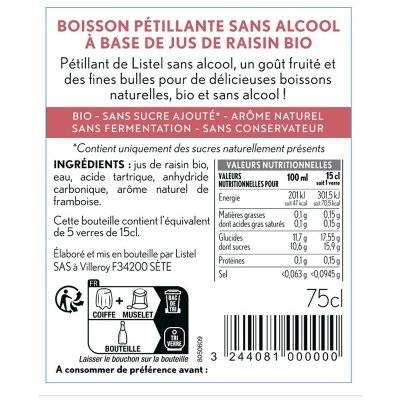 Contre étiquette du produit