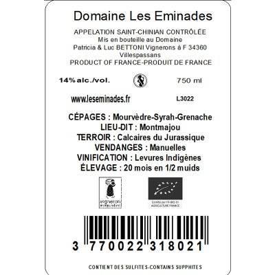 Contre étiquette du produit