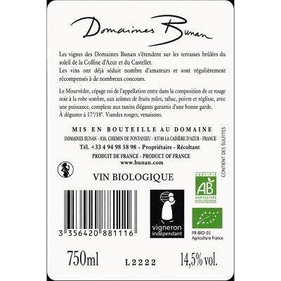 Contre étiquette du produit