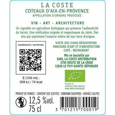 Contre étiquette du produit