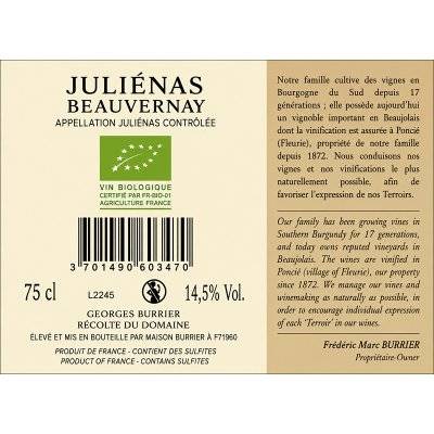 Contre étiquette du produit