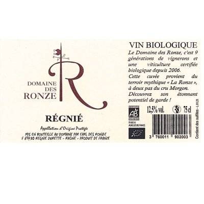 Contre étiquette du produit