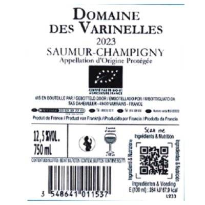 Contre étiquette du produit