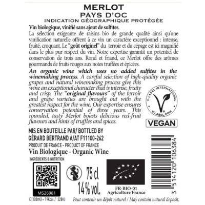 Contre étiquette du produit
