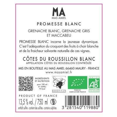 Contre étiquette du produit
