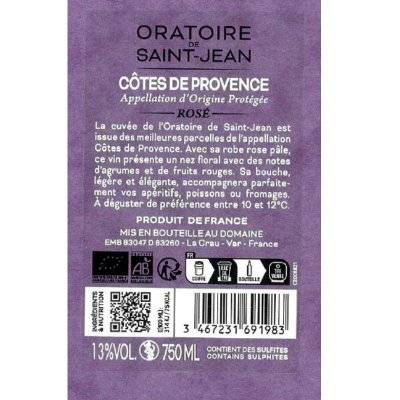 Contre étiquette du produit