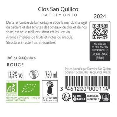 Contre étiquette du produit