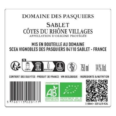 Contre étiquette du produit