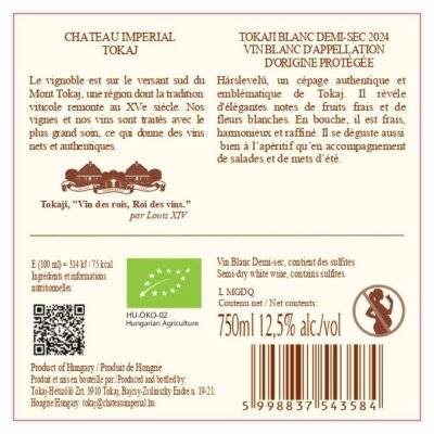 Contre étiquette du produit