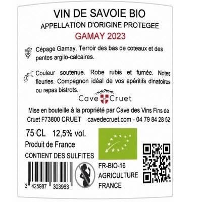 Contre étiquette du produit