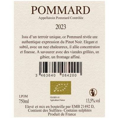 Contre étiquette du produit