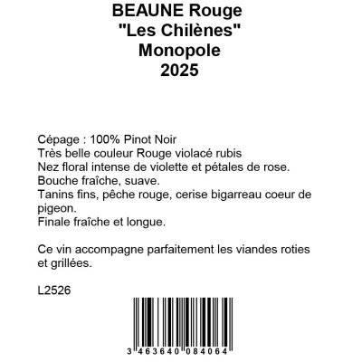 Contre étiquette du produit