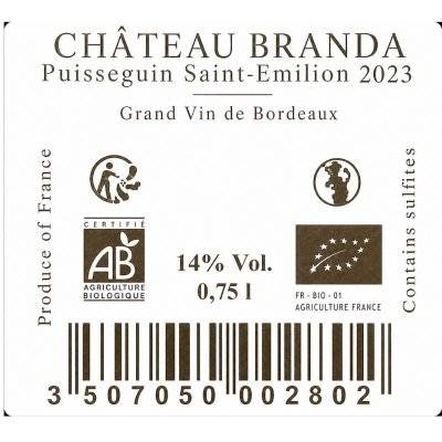 Contre étiquette du produit