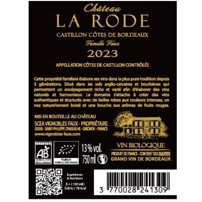Contre étiquette du produit