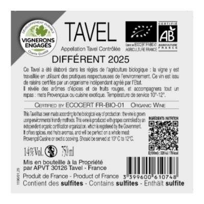 Contre étiquette du produit