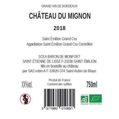 Contre étiquette du produit