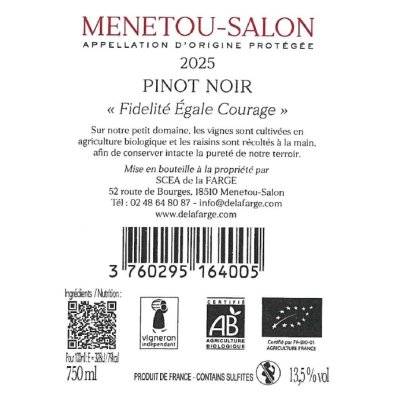 Contre étiquette du produit